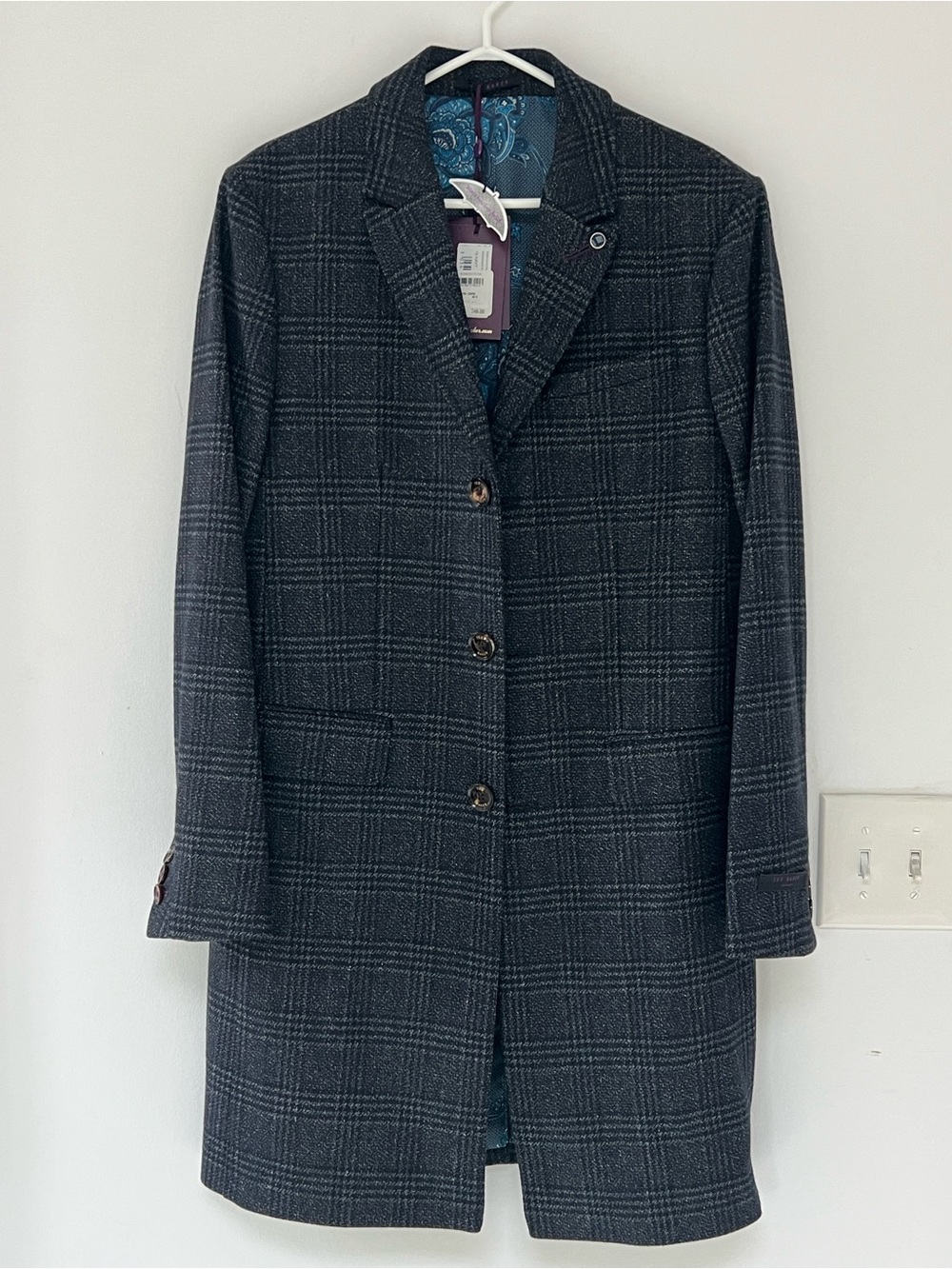TED BAKER Menβs Wool Coat Size 38 NWT Designer Luxury